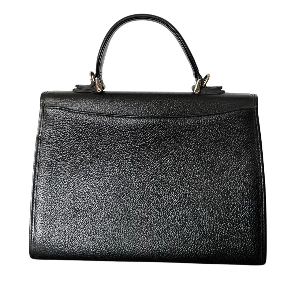 Burberry Vintage Classic Black Leather Top-Handle Satchel Bag - Picture 5 of 15